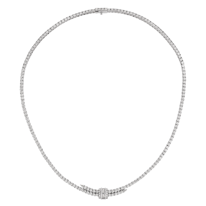 Colar Ouro Branco e Diamantes