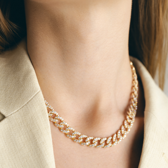 Colar Links Ouro Rosa E Diamantes