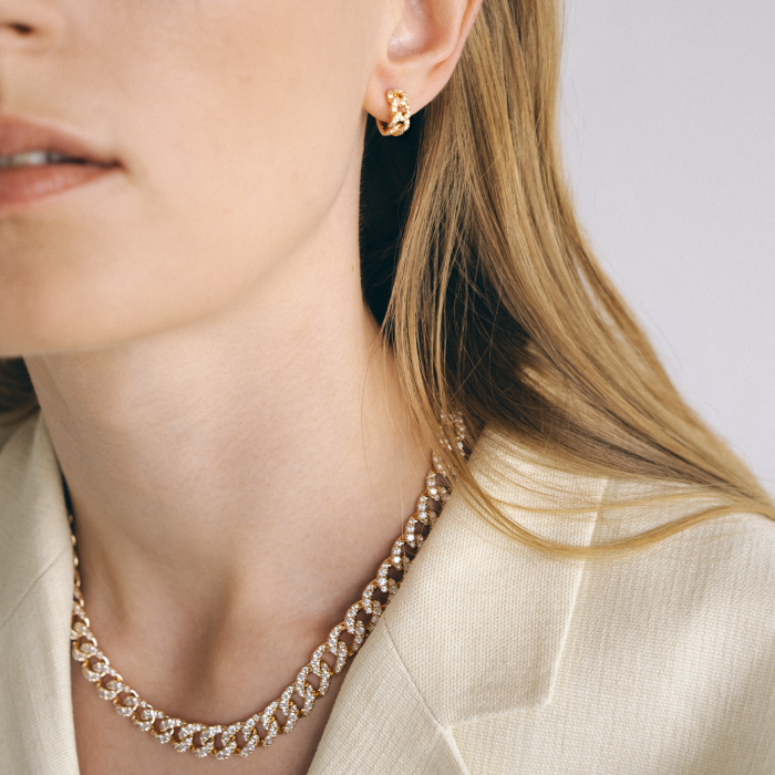 Colar Links Ouro Rosa E Diamantes