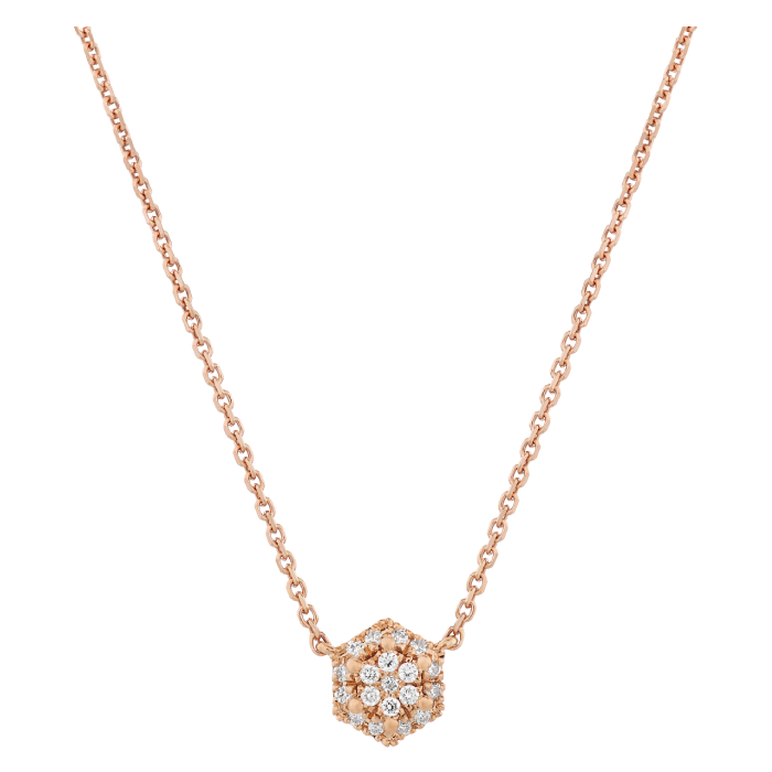 Colar Épure Hexa Modelo Pequeno Ouro Rosa e Diamantes