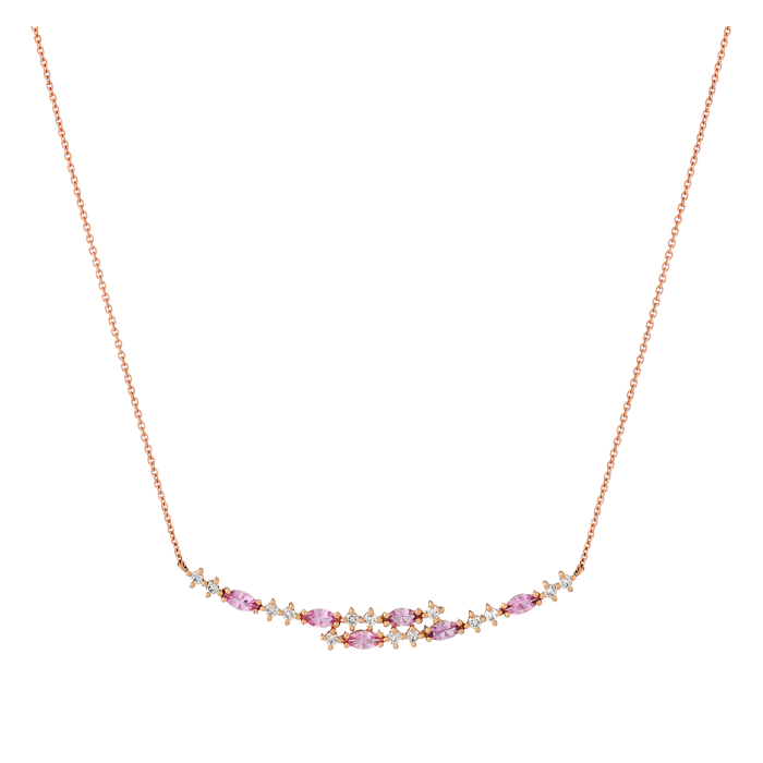Colar Secret Bloom Ouro Rosa, Safiras e Diamantes