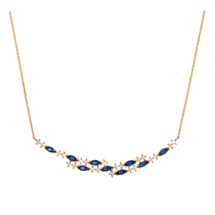 Colar Secret Bloom Ouro Rosa, Safiras e Diamantes