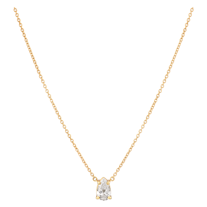 Colar Pendente Ouro Amarelo E Diamante Pera