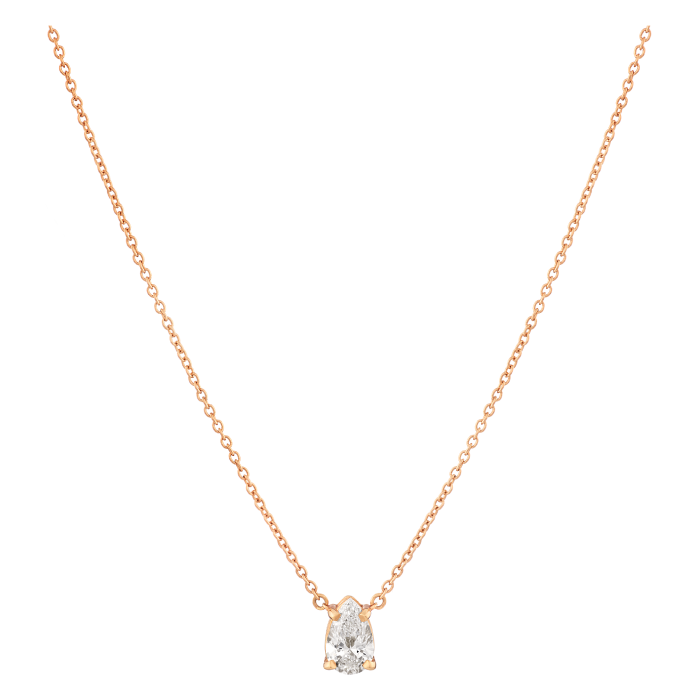 Colar Pendente Ouro Rosa E Diamante Pera