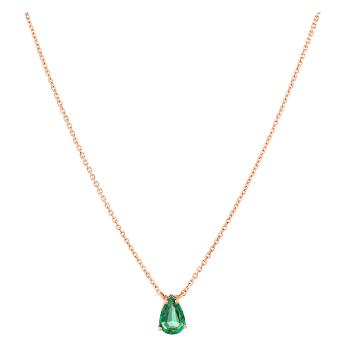 Coalr Pendente Ouro Rosa E Esmeralda Pera