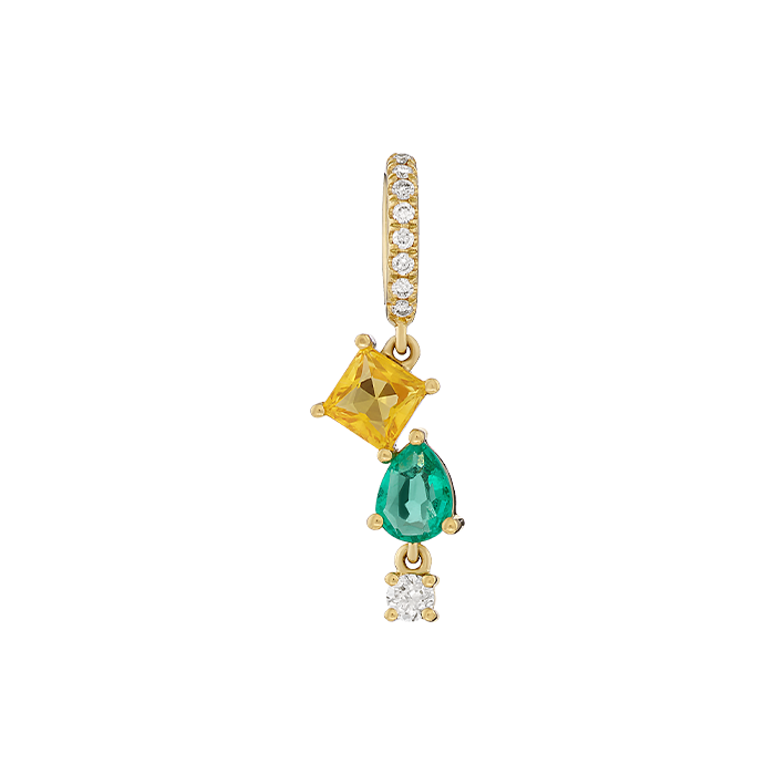 Pendente Ouro Amarelo, Safira, Esmeralda e Diamantes