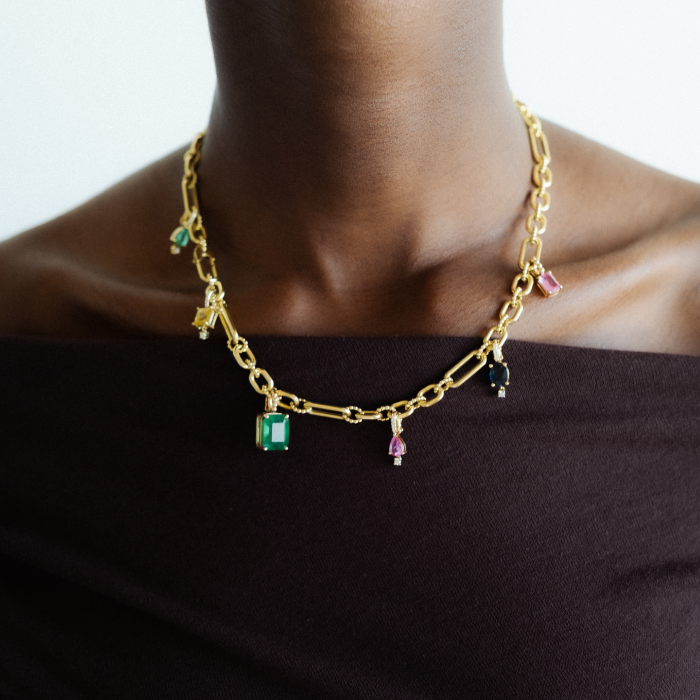 Pendente Fizz Ouro Amarelo, Safira Rosa E Diamantes