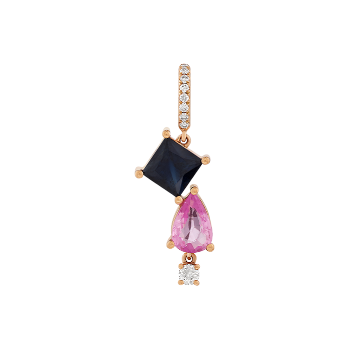 Pendente Ouro Rosa, Safiras e Diamantes