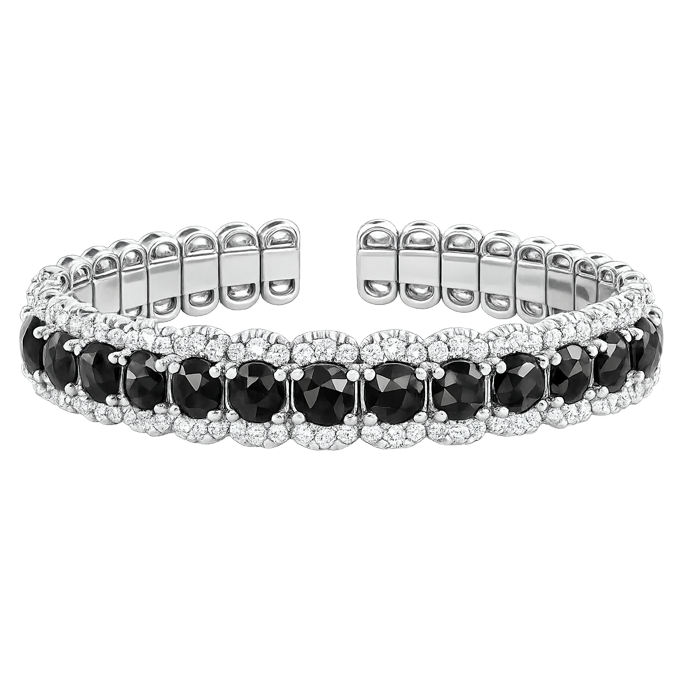 Pulseira Ouro Branco, Diamantes Brancos E Diamantes Pretos