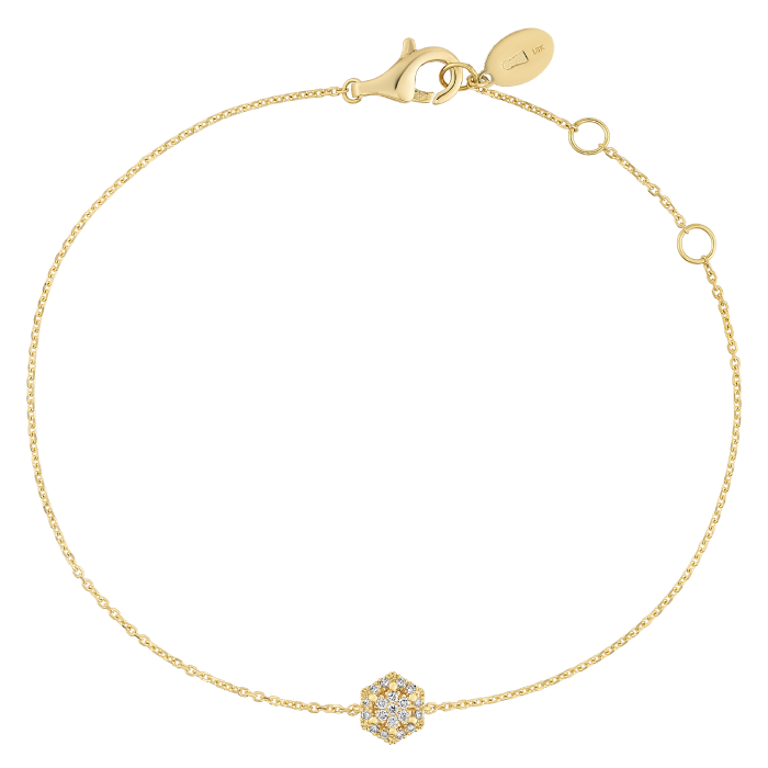 Pulseira Épure Hexa Modelo Pequeno Ouro Rosa e Diamantes
