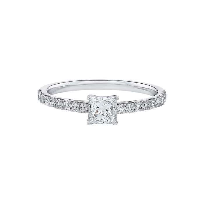 Anel Solitário Princess Ouro Branco 0.70ct