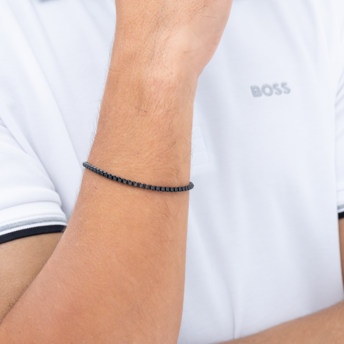 Pulseira Homem Aço e IP Preto Liam