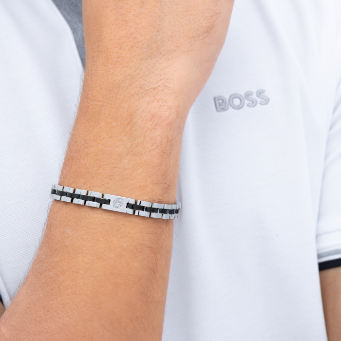 Pulseira Homem Aço e IP Preto Archer