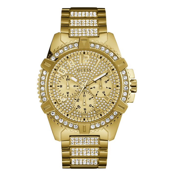 Relógio Masculino Frontier Dourado com Brilhantes