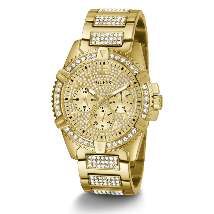 Relógio Masculino Frontier Dourado com Brilhantes