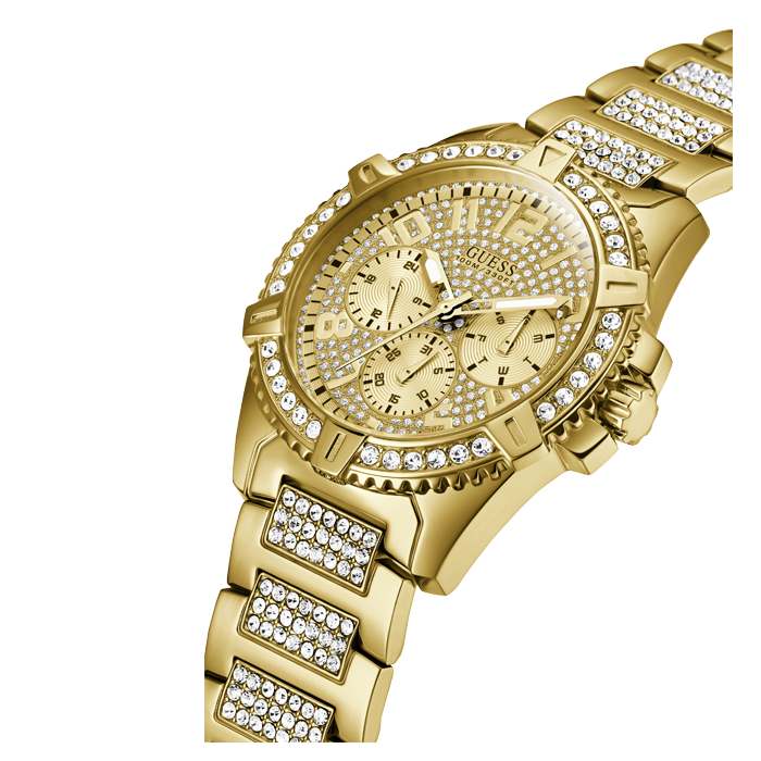 Relógio Masculino Frontier Dourado com Brilhantes