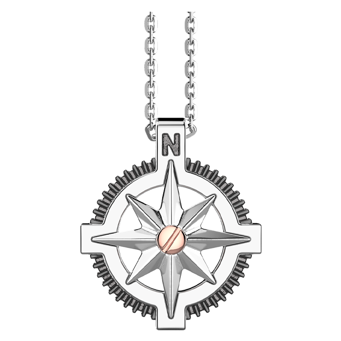 Colar Rosa dos Ventos Prata E Ouro Rosa