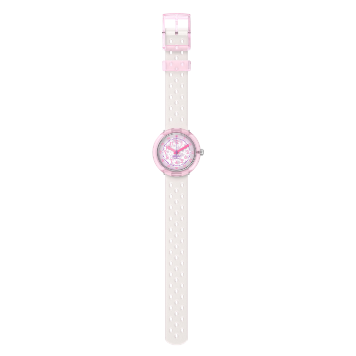 Relógio Flik Flak de criança branco e rosa
