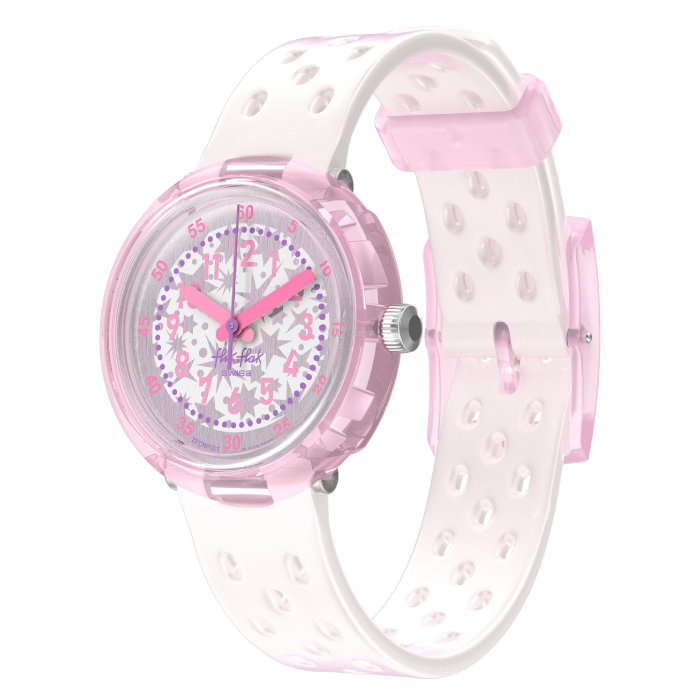 Relógio Flik Flak de criança branco e rosa