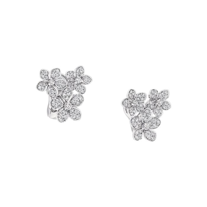 Brincos Trilogia Wild Flower Ouro Branco E Diamantes