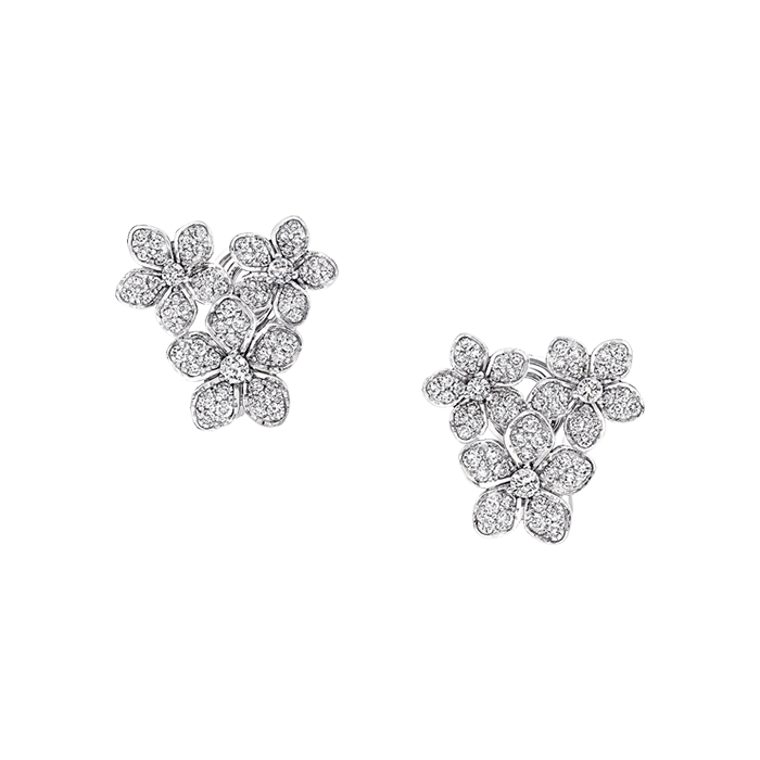 Brincos Trilogia Wild Flower Ouro Branco E Diamantes