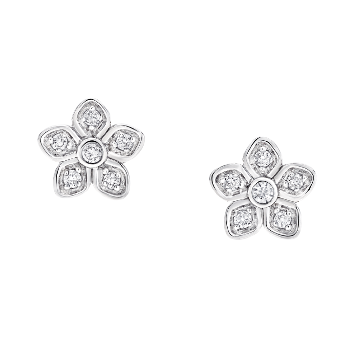 Brincos Wild Flower Petite Ouro Branco e Diamantes imagem 0