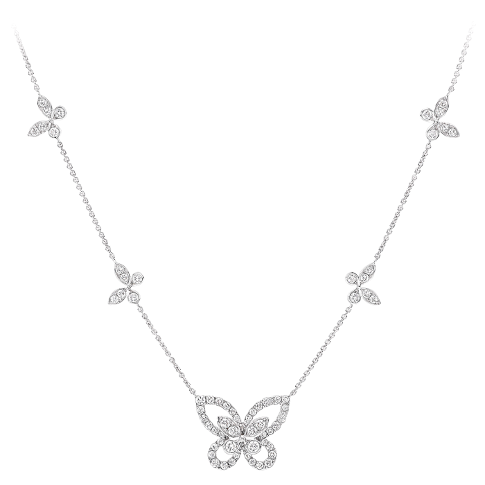 Colar Butterfly Silhouette Ouro Branco e Diamantes imagem 0
