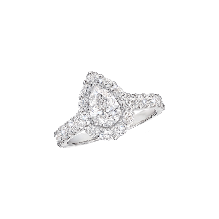 Anel Solitário Icon Pêra Ouro Branco e Diamantes imagem 0