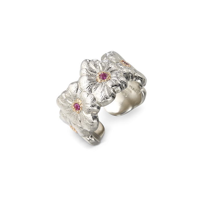 Anel Blossoms em Prata e Safiras Rosa