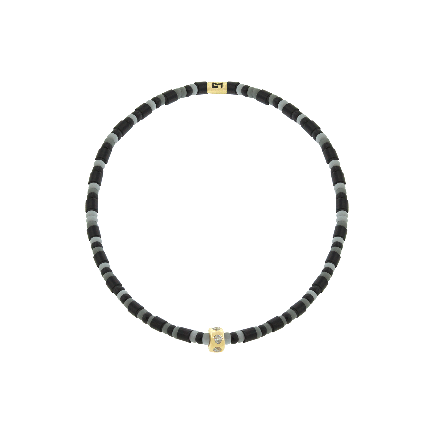 Pulseira Ouro Amarelo, Ónix E Diamantes