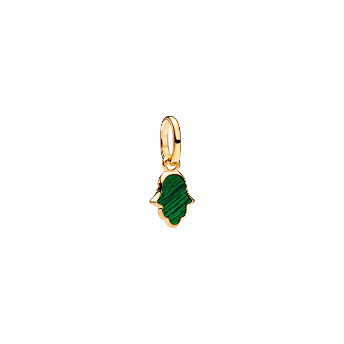 Mini-conta Pendente Mão Hamsa Verde