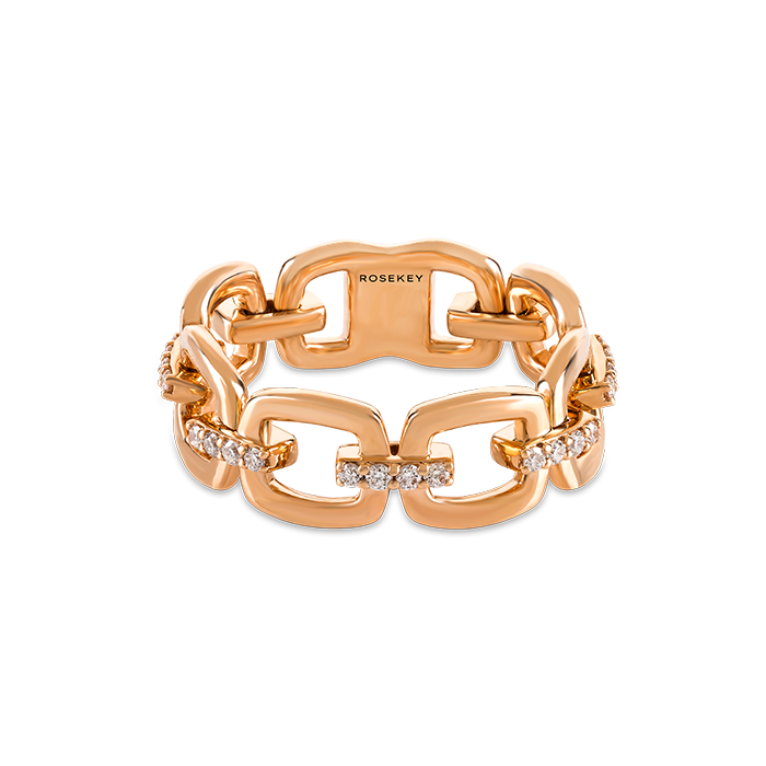 Anel Ouro Rosa E Diamantes