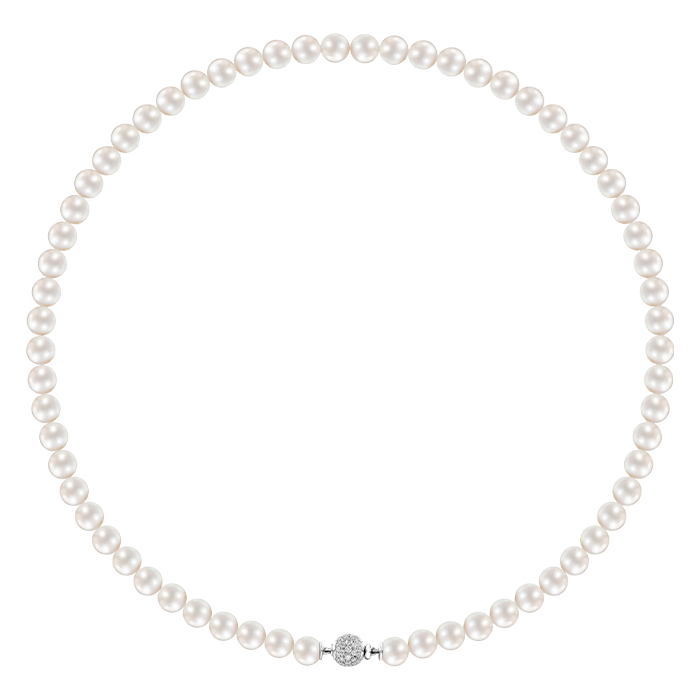 Colar Pérolas Akoya, Ouro Branco E Diamantes