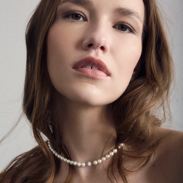 Colar Pérolas Akoya, Ouro Rosa E Diamantes