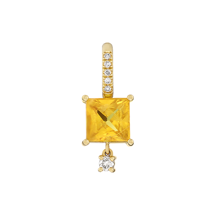 Pendente Ouro Amarelo Safira e Diamantes