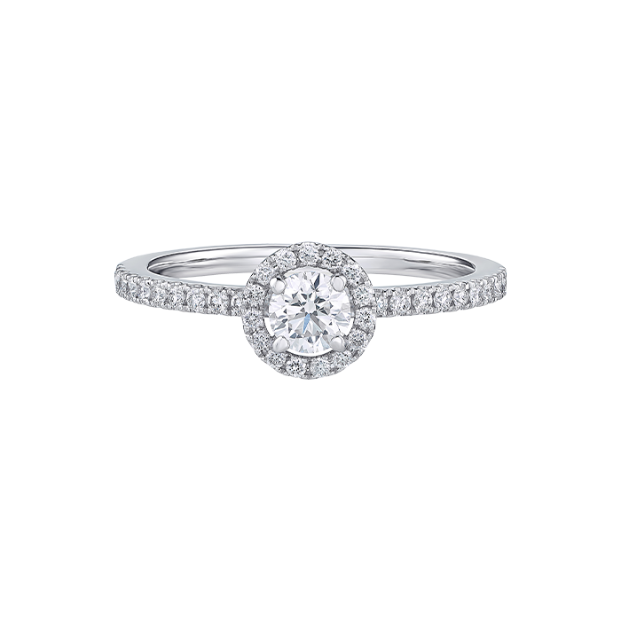 Anel solitário Halo Ouro Branco 0.50ct