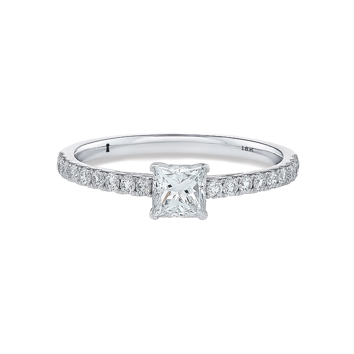 Anel Solitário Princess Ouro Branco 0.50ct