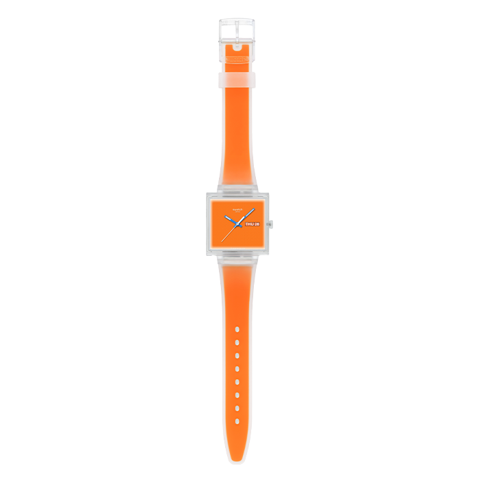 Relógio Swatch homem Laranja Quadrado  Data