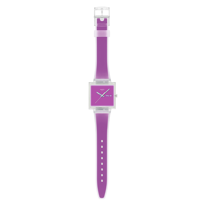 Relógio Swatch mulher Roxo Quadrado Data