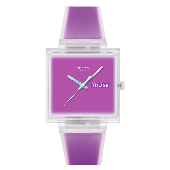 Relógio Swatch mulher Roxo Quadrado Data