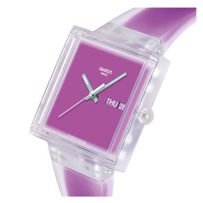 Relógio Swatch mulher Roxo Quadrado Data
