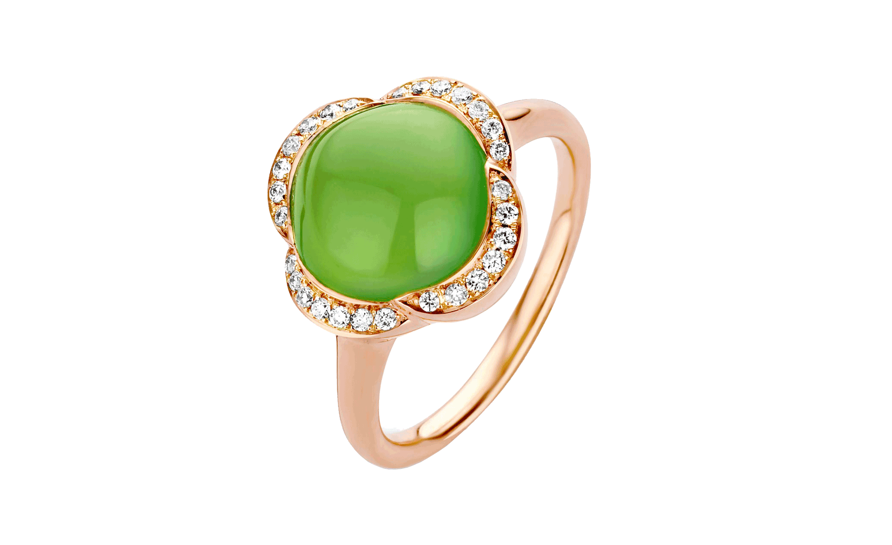 Anel Ouro Rosa, Ágata e Diamantes