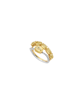 Anel Looping Shine Ouro Amarelo E Branco, Citrino, Diamante