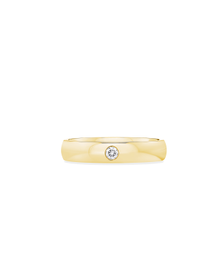 Aliança Ouro Amarelo E Diamante 4mm