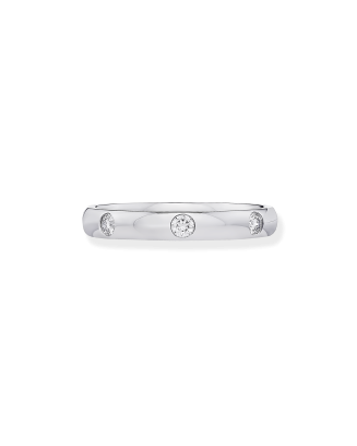 Aliança Ouro Branco 3 Diamantes 3mm