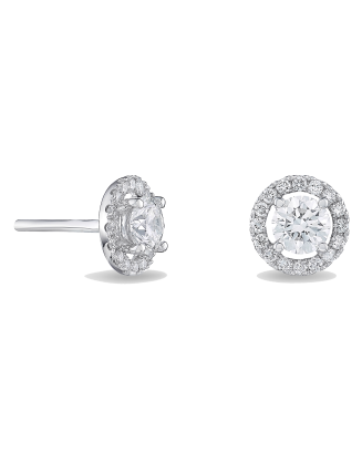 Brincos Halo Diamantes Ouro Branco 0.50ct