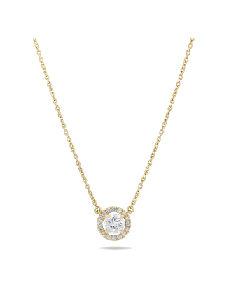 Pendente Solitário Halo Ouro Amarelo 0.15ct