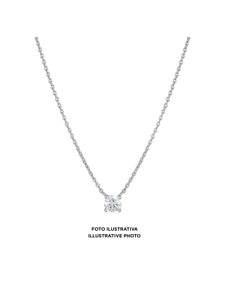 Pendente Solitário Ouro Branco 0.15ct