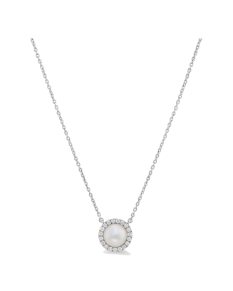 Pendente Ouro Branco E Pérola Akoya 6mm