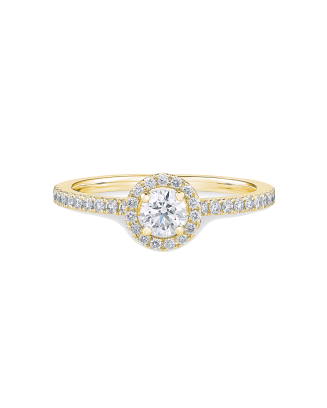 Solitário Halo Pavé Ouro Amarelo 0.30ct